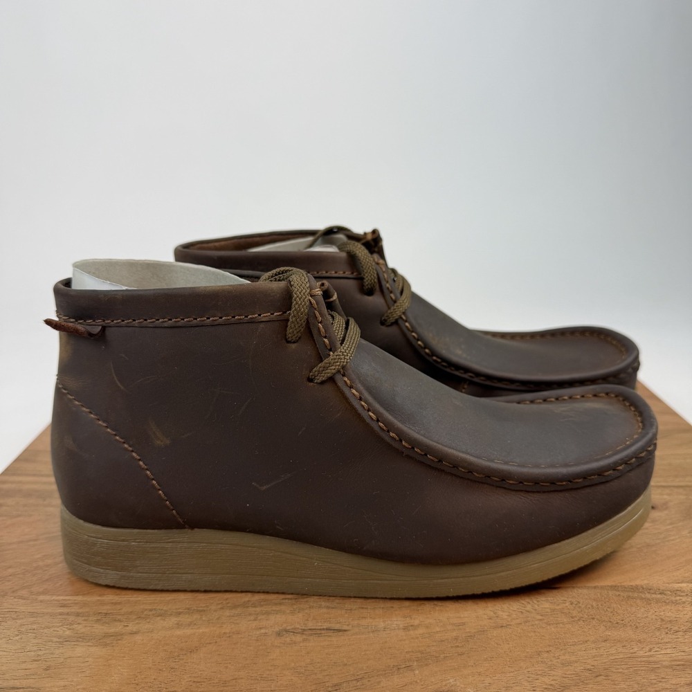 New Mens Clarks Wallaston Brown Leather Casual Chukka Boots Shoes Size 9 M NIB
